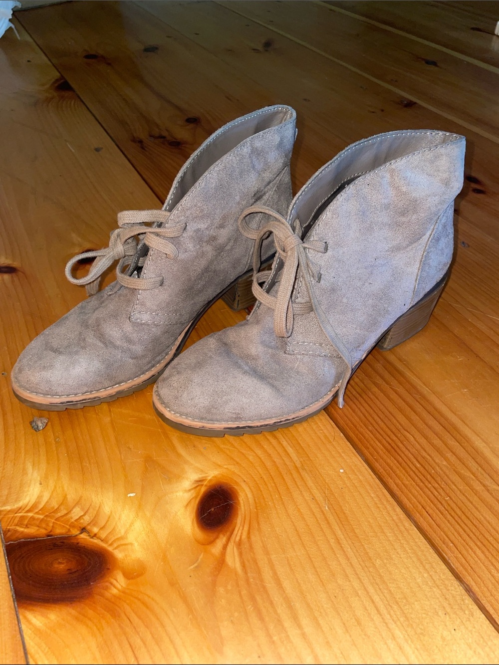 Merona Taupe Suede Lace-Up Ankle Boots